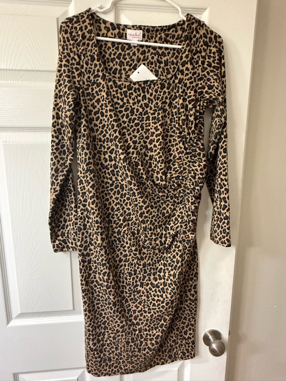 Ashley Ann Leopard Print Long Sleeve Sheath Dress - Tan & Black